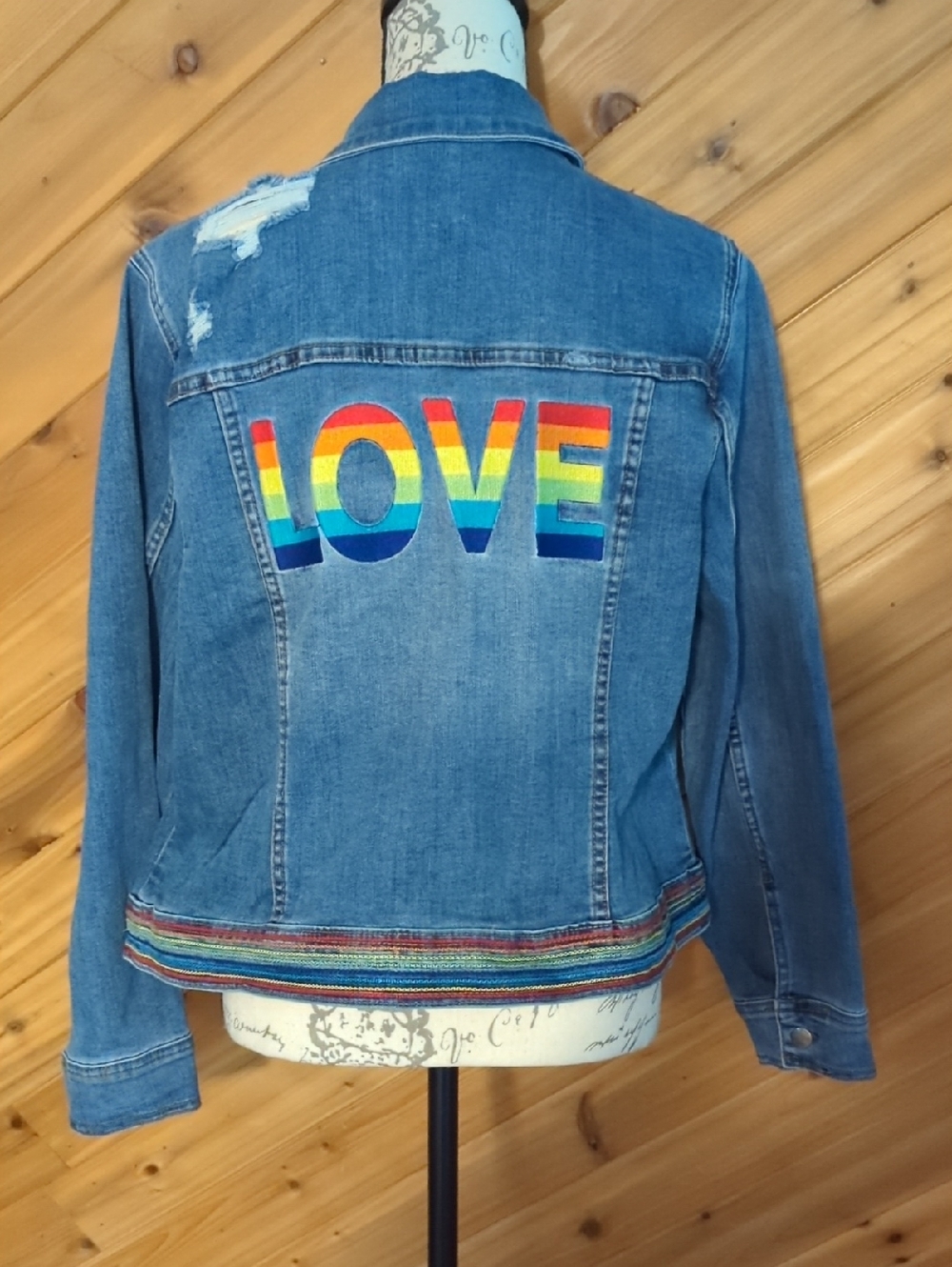 Lane Bryant Light Blue Distressed Denim Love Jacket